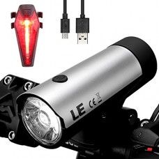 LE USB Rechargeable CREE LED Bike Light Set  Waterproof Bicycle Lights Front and Back  300 Lumens Headlight and Free Taillight  Easy Install & Quick Release Handlebar Fits All Bikes - B0725QQGHN